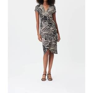 NEW JOSEPH RIBKOFF palm print wrap dress in black multi